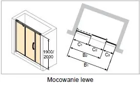 Huppe Aura Elegance 4-kąt Drzwi suwane ze stałym segmentem i częścią boczną o wysokości 120-200 cm do ścianki bocznej, mocowanie lewe, wykonanie na wymiar, profile srebrne matowe, szkło przezroczyste Anti-Plaque 40188B.087.322