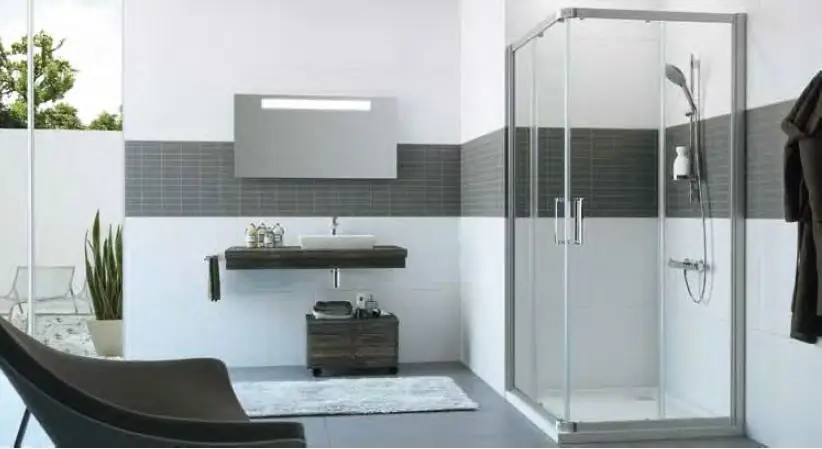 Huppe Classics 2 4-kąt Wejście narożnikowe drzwi suwane 2-częściowe 90x90x190 cm profile srebrne matowe szkło przezroczyste C20103087321