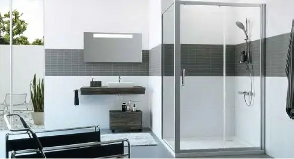 Huppe Classics 2 4-kąt Drzwi suwane 1-częściowe ze stałym segmentem 165x190 cm profile srebrne połysk szkło przezroczyste Anti-Plaque C20419069322