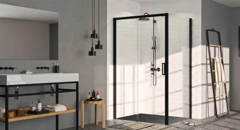 Huppe Classics 2 EasyEntry 4-kąt Ścianka boczna do drzwi suwanych SW 75x200 cm profile czarne Black Edition szkło przezroczyste Anti-Plaque C25402123322