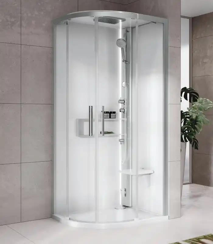 Novellini Glax 2 2.0 R Hamman Kabina parowa 100x100x217 cm profile srebrne szkło przezroczyste G22R109T5-1BB