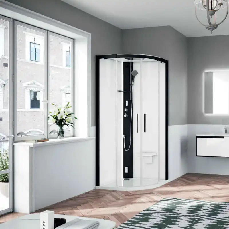 Novellini Glax 1 2.0 R Sauna parowa 90x90x210 cm profile srebrne szkło przezroczyste G21R90M5-1BB