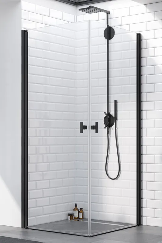 Radaway Nes Black KKD I Drzwi do kabiny prysznicowej 80x200 cm prawe profile czarne szkło przezroczyste z powłoką EasyClean 10021080-54-01R