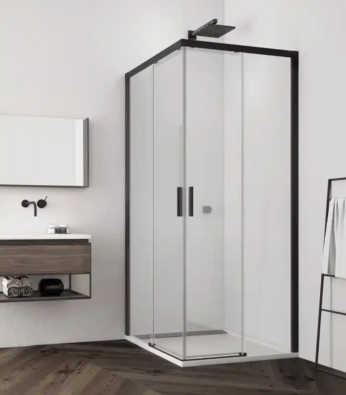 Ronal Sanswiss Top-Line S Black TLS G Drzwi prysznicowe przesuwne 100x200 cm lewe profile czarny mat szkło przezroczyste Aquaperle TLSG1000607