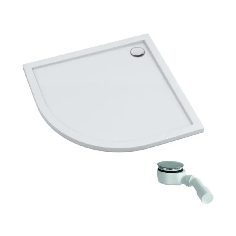 Schedpol Corrina New Brodzik półokrągły 80x80 cm biały + syfon z korkiem klik klak 3.4333