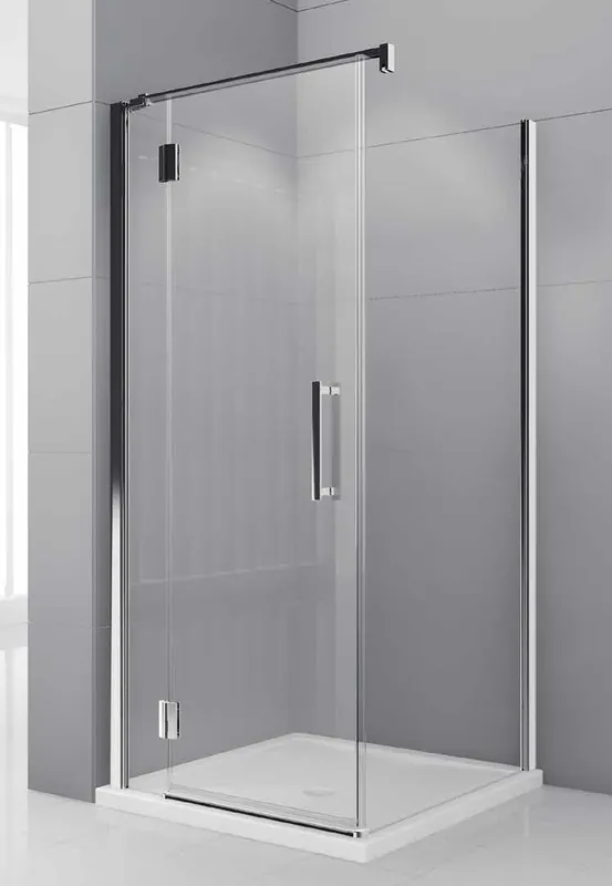 Novellini Modus G+F G90 Drzwi uchylne z elementem stałym 195 cm wysokości lewe szkło przezroczyste profile chrom MODUSGF90LS-1K