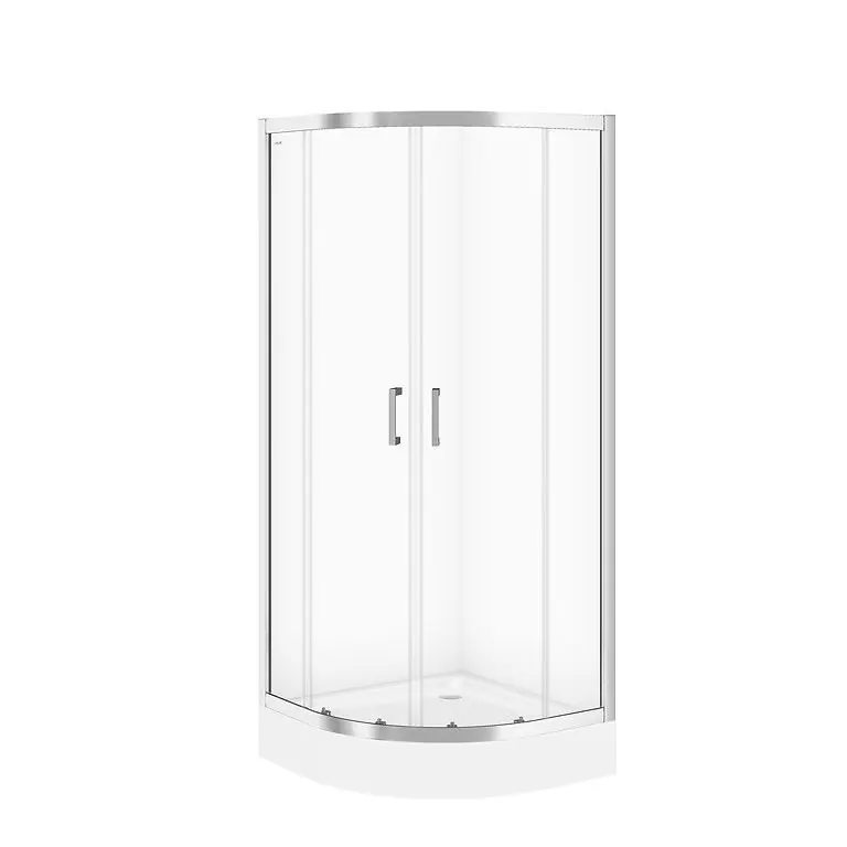 Cersanit Basic SET B161 Kabina prysznicowa półokrągła 80x80x185 cm z brodzikiem Tako profile chrom szkło transpartentne S601-117