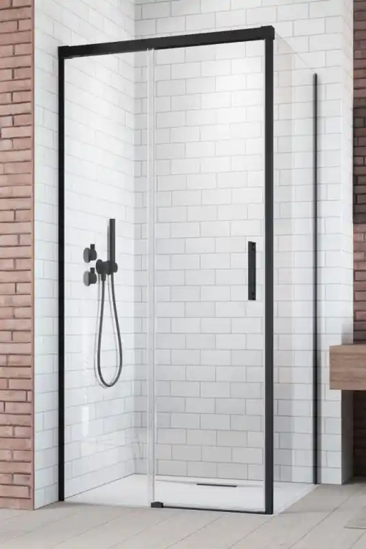 Radaway Idea Black S1 Ścianka boczna 120x200 cm prawa profile czarne szkło przezroczyste 387054-54-01R