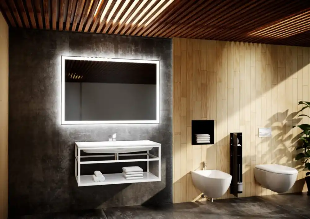 MCJ Exclusive Diamant Lustro ścienne z oświetleniem LED 100x80 cm białe MCJDIAMANT100X80