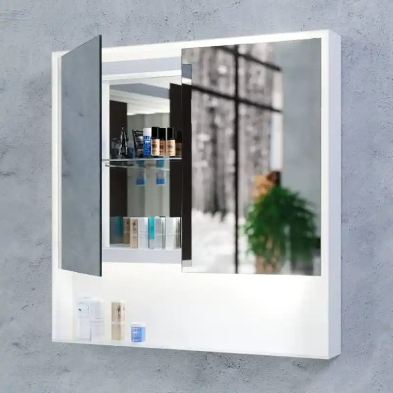 MCJ Zaria D2 Szafka ścienna z lustrem i oświetleniem LED 80x11x80 cm biała MCJZARIAD280X80WH