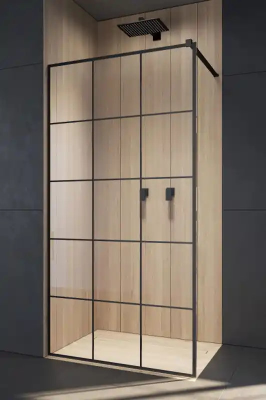 Radaway Modo X Black II Factory Ścianka Walk-in 125x200 cm profile czarne szkło Factory 389325-54-55