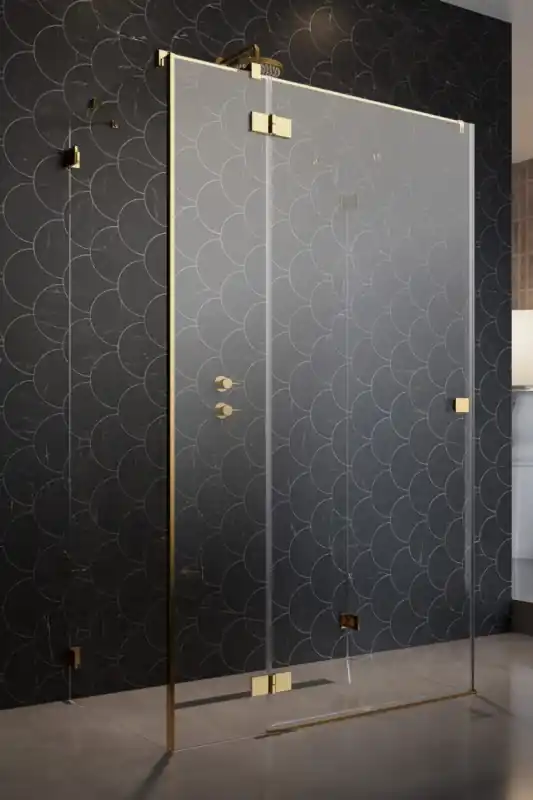 Radaway Essenza Pro Gold KDJ+S Drzwi prysznicowe uchylne 100x200 cm lewe profile złote szkło przejrzyste 10097310-09-01L