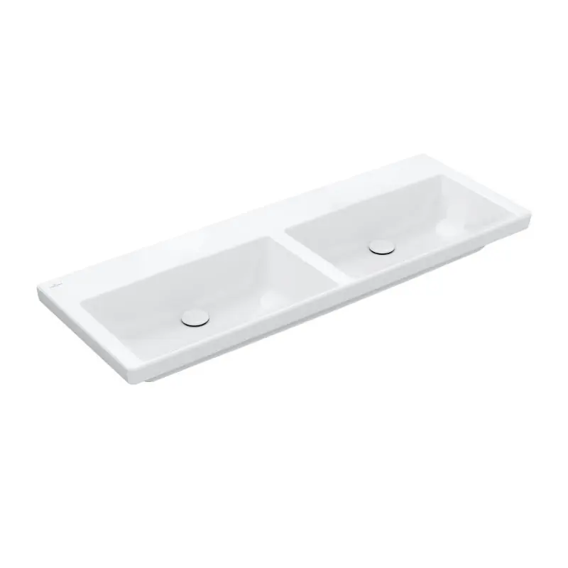 Villeroy & Boch Subway 3.0 Umywalka meblowa podwójna 130x47 cm bez otworów bez przelewu biała 4A71D301