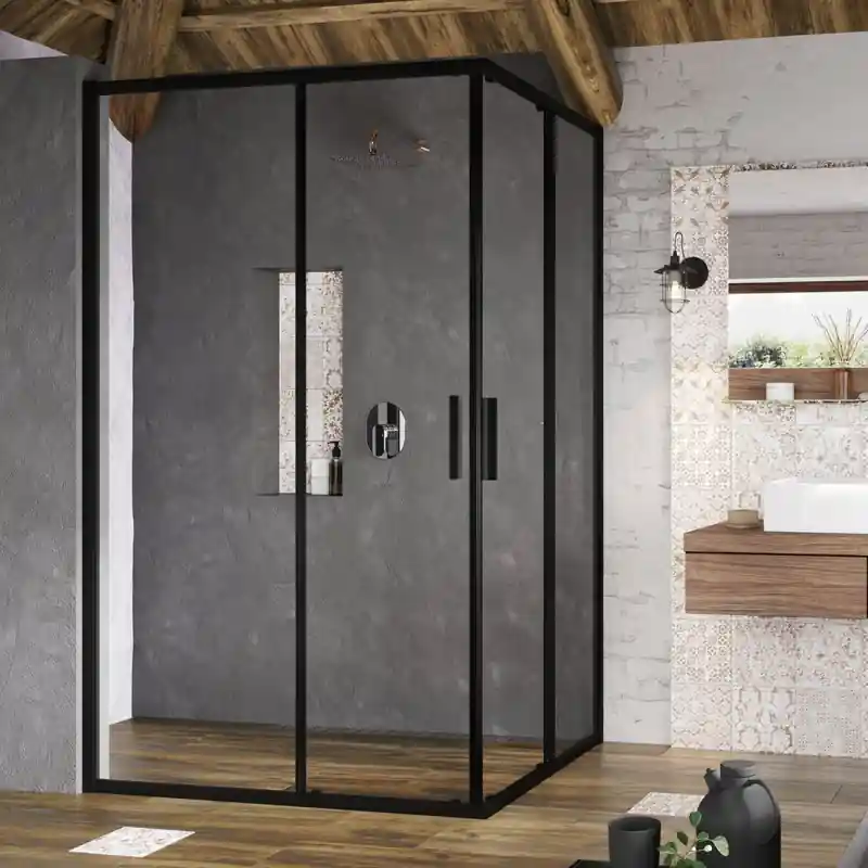 Ravak Blix Slim Drzwi przesuwne 90x195 cm profile czarne szkło przezroczyste X1XM70300Z1
