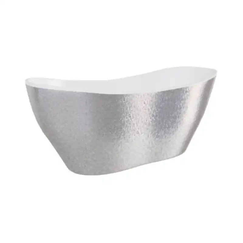 Besco Viya 160 Glam Wanna wolnostojąca 160x70 cm srebrna/biała + korek klik klak chrom WMD-160-VS