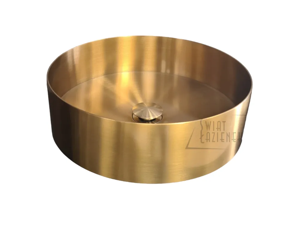 Galatea Design Circle Umywalka stalowa stawiana Ø40 z korkiem klik-klak Brushed Gold PVD 54601BRG W MAGAZYNIE !!!