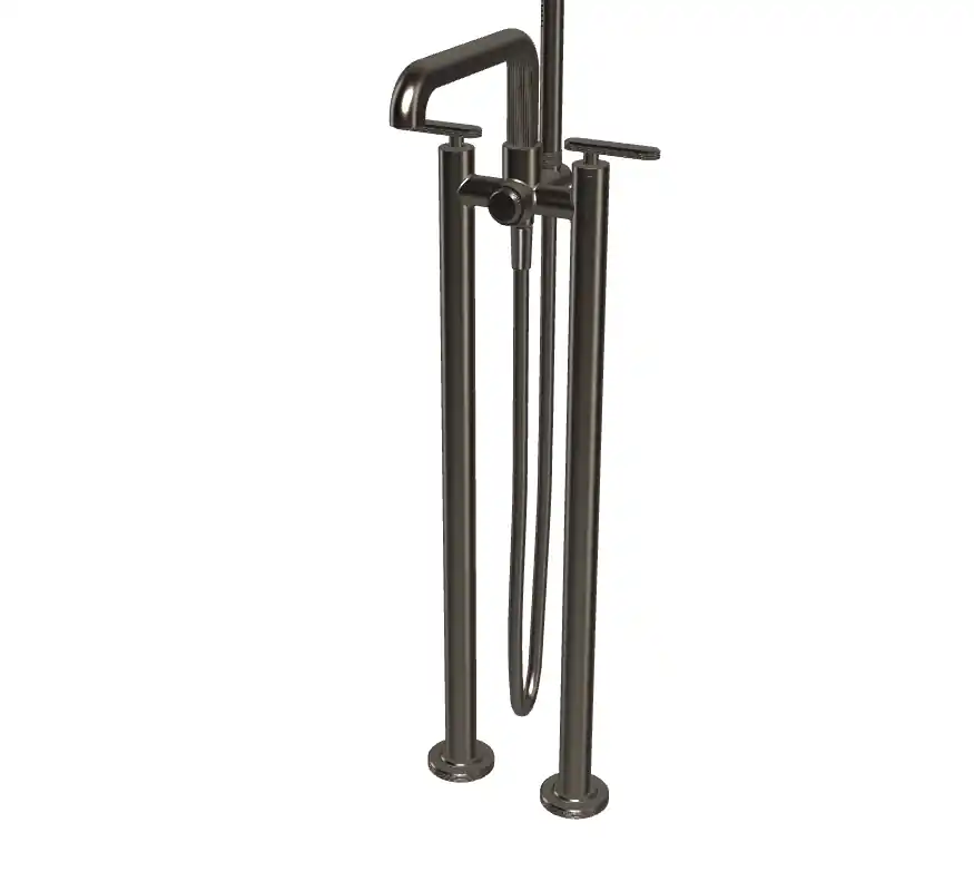 Fima Carlo Frattini Park Lane Bateria wannowa wolnostojąca podtynkowa ze słuchawką i wężem element zewnętrzny brushed black chrome F1304/4CS