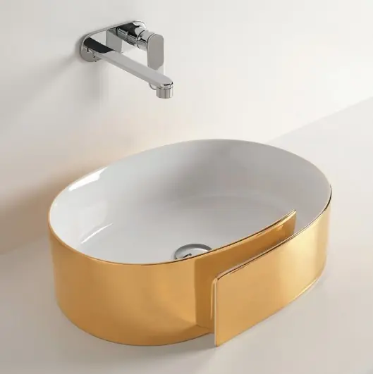 Flaminia Roll Umywalka stawiana na blat 56x42 cm złoty RL56LOR