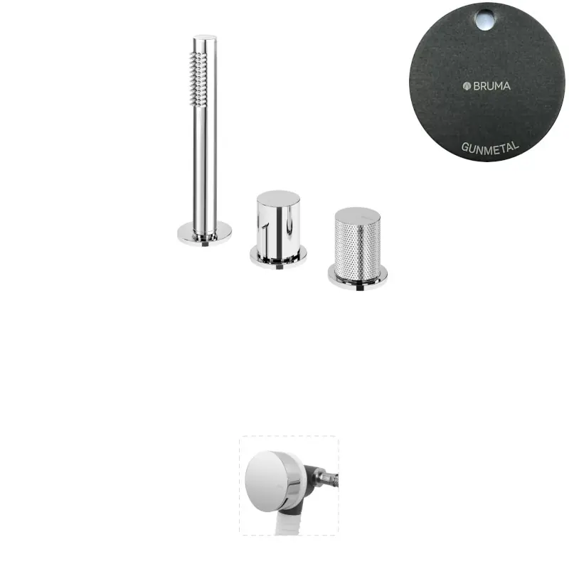 Bruma Avalon Bateria wannowo-natryskowa nablatowa z napełnianiem przez przelew Gunmetal 1892002MG