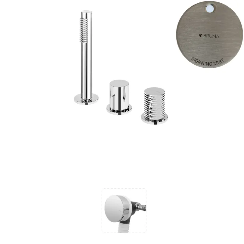 Bruma Avalon Bateria wannowo-natryskowa nablatowa z napełnianiem przez przelew Morning Mist 1892003MM