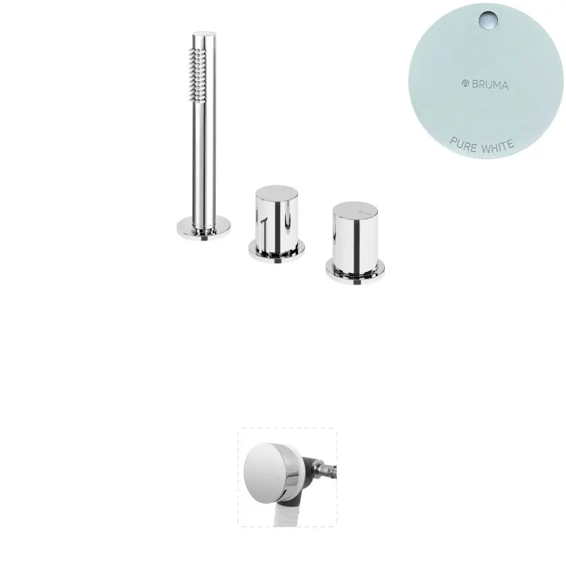 Bruma Avalon Bateria wannowo-natryskowa nablatowa z napełnianiem przez przelew Pure White 1895201PW