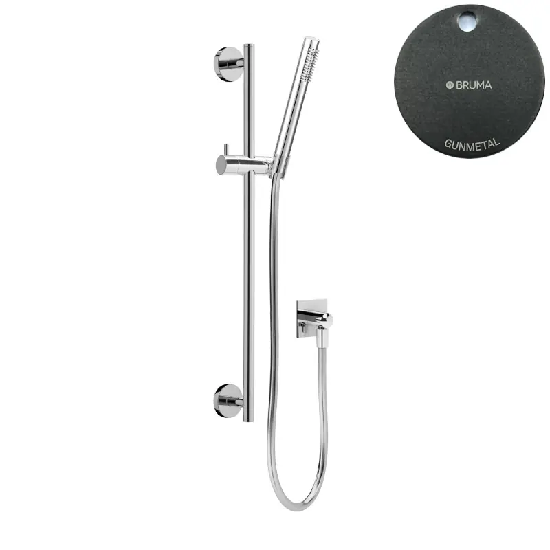 Bruma Breeze Zestaw prysznicowy na drążku z przyłączem kątowym i słuchawką prysznicową Gunmetal 1455752MG
