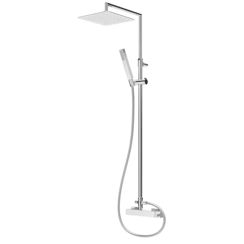 Bruma Escudo 2 Zestaw natryskowy naścienny z deszczownicą 300x300 mm na ruchomym ramieniu i słuchawką na uchwycie Chrom 1022791CR