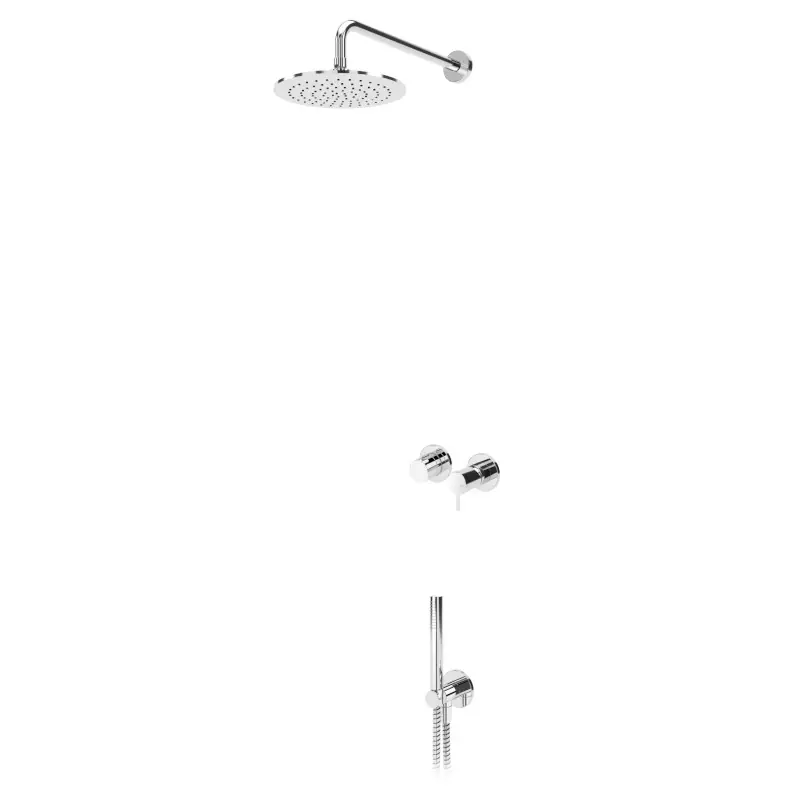 Bruma Leaf2 Zestaw prysznicowy podtynkowy z deszczownicą ścienną Ø 250 mm ze słuchawką Chrom 1673605CR