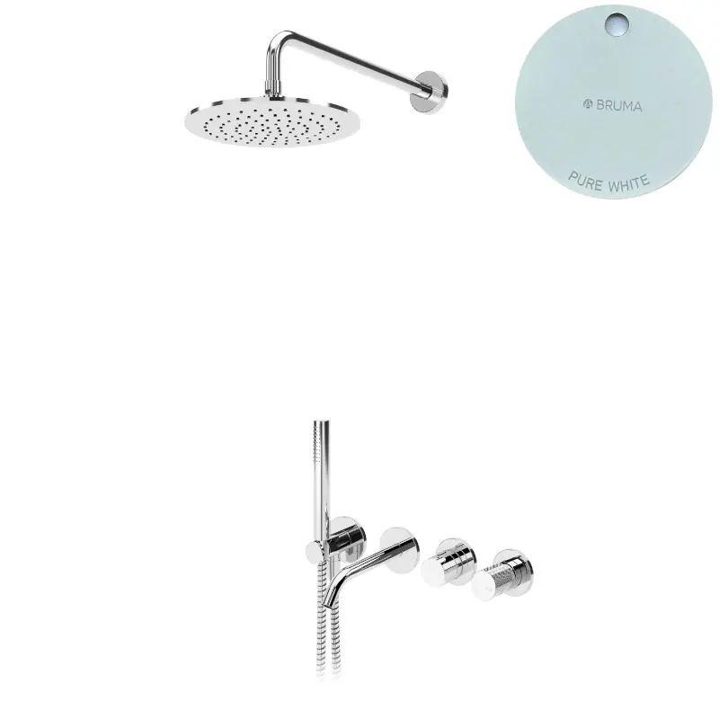Bruma Leaf3 Bateria wannowo-natryskowa podtynkowy z deszczownicą Ø 250 mm Pure White 1672404PW