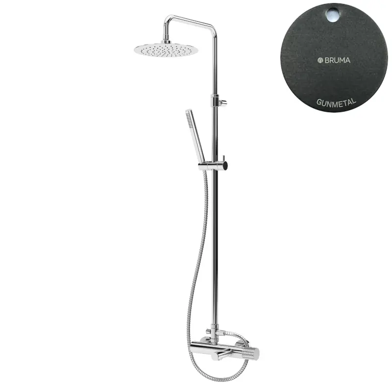 Bruma Leaf3 Bateria wannowo-natryskowa ścienna z deszczownicą Ø 300 mm Gunmetal 1672304MG
