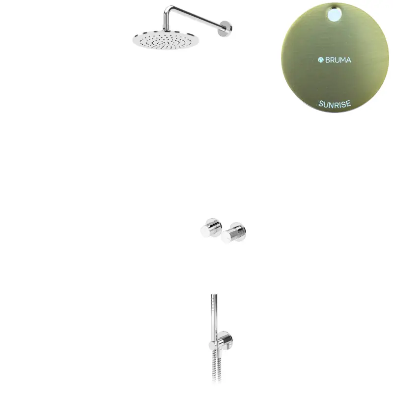 Bruma Leaf3 Zestaw prysznicowy podtynkowy z deszczownicą ścienną Ø 250 mm ze słuchawką Sunrise 1673606SR