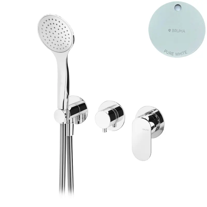 Bruma Spring Bateria natryskowy podtynkowa ze słuchawką 3-drożna Pure White 1122000PW