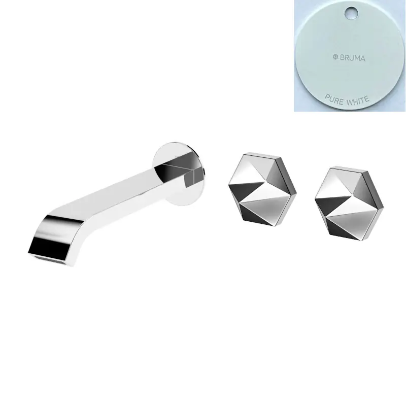 Bruma Utopia Bateria umywalkowa podtynkowa 3-otworowa z korkiem Click-Clack Pure White 1838710PW
