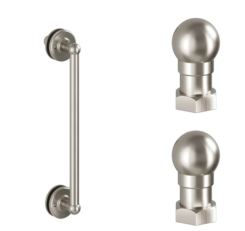 Burlington 1850 Victorian Uchwyt do drzwi i dwa zwieńczenia drzwi do wnęki kabiny prysznicowej brushed nickel CQ1850HDFNL