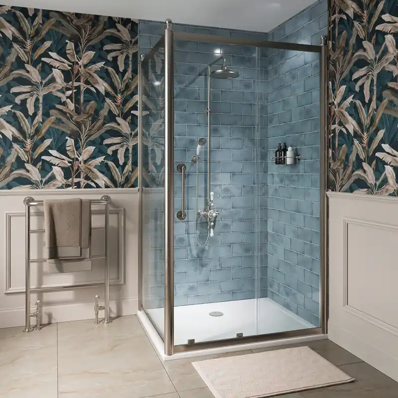 Burlington Classique Kabina prysznicowa 120x90x200 brushed nickel CQSLLC1200+CQSPLC0900