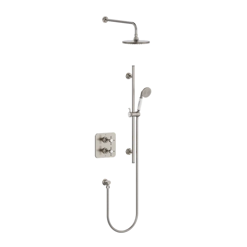 Burlington Guild Zestaw prysznicowy termostatyczny brushed nickel GUSHOWERPACKSQ4L