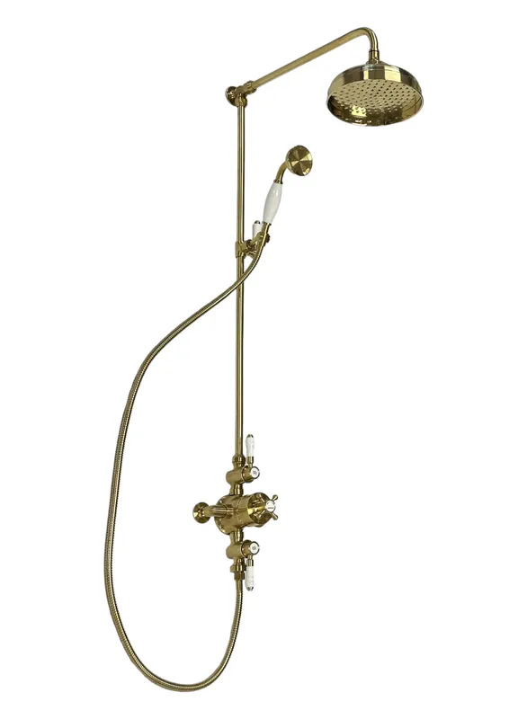 Galatea Design Retro Zestaw prysznicowy termostatyczny ścienny złoty szczotkowany GDAF3SBRG
