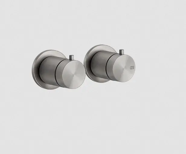 Gessi 316 Bateria prysznicowa termostatyczna ścienna z przełącznikiem 2-drożnym element zewnętrzny steel brushed 54234.239