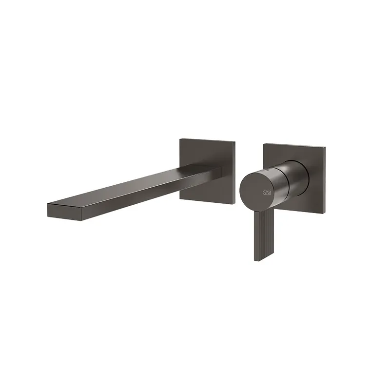 Gessi Inverso Rigato Bateria umywalkowa podtynkowa z wylewką 198 mm - element zewnętrzny Black Metal Brushed PVD 73588.707