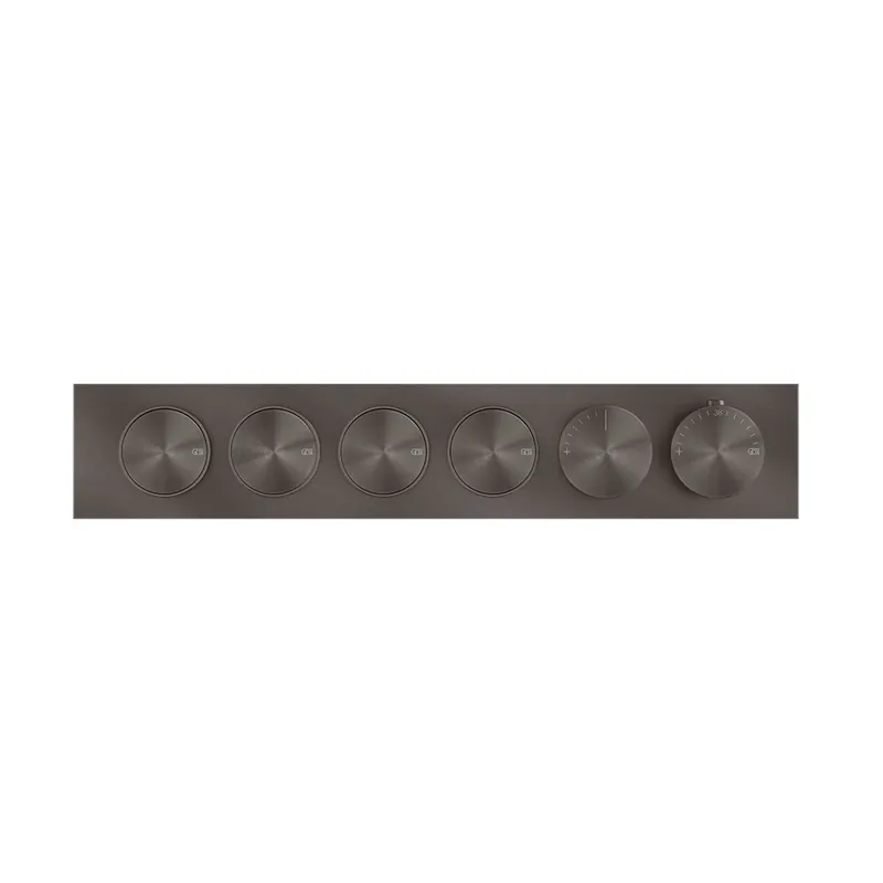 Gessi Origini Bateria natryskowa termostatyczna 6-uchwytowa podtynkowa 4-drożna - element zewnętrzny Black Metal Brushed PVD 66226.707