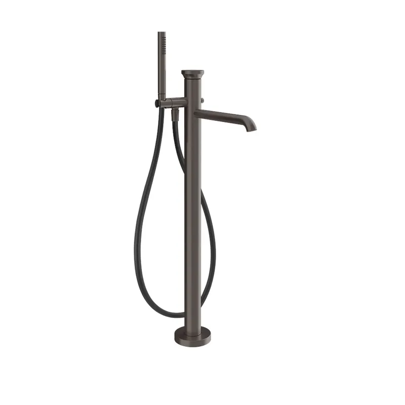 Gessi Origini Bateria wannowa wolnostojąca z zestawem prysznicowym Black Metal Brushed PVD 66028.707