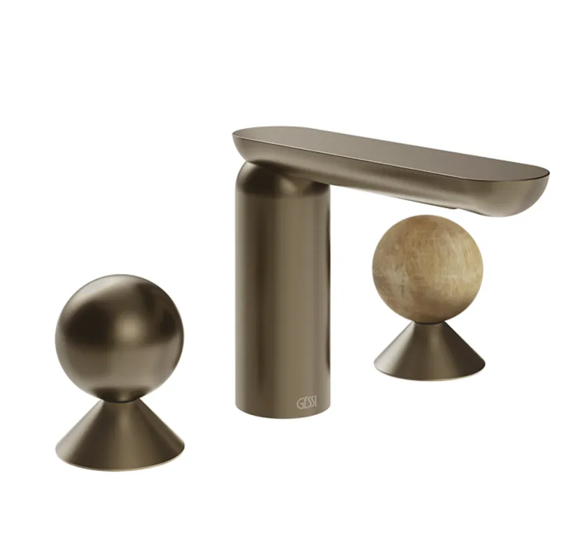 Gessi Perle Bateria umywalkowa 3-otworowa bez korka coffee bronze brushed pvd/metal/onyx cola 74035.761