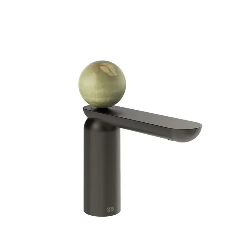 Gessi Perle Bateria umywalkowa bez korka black metal brushed pvd/onyx green 74502.707