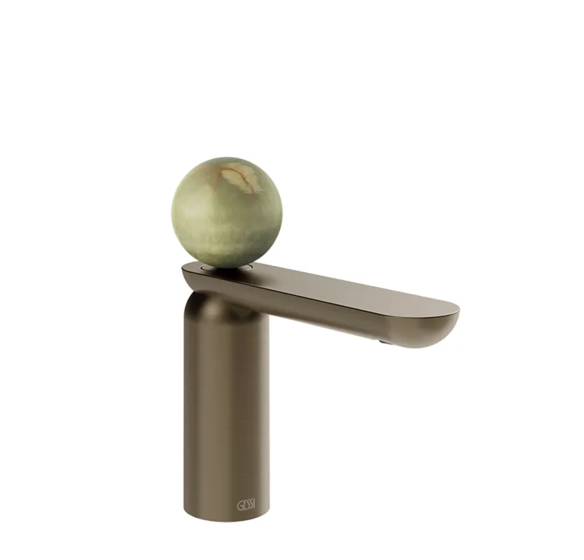 Gessi Perle Bateria umywalkowa z korkiem klik-klak coffee bronze brushed pvd/onyx green 74551.761