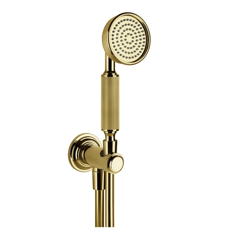 Gessi Venti20 Słuchawka prysznicowa z wężem i kolanem wypływu gold pvd 65123.246