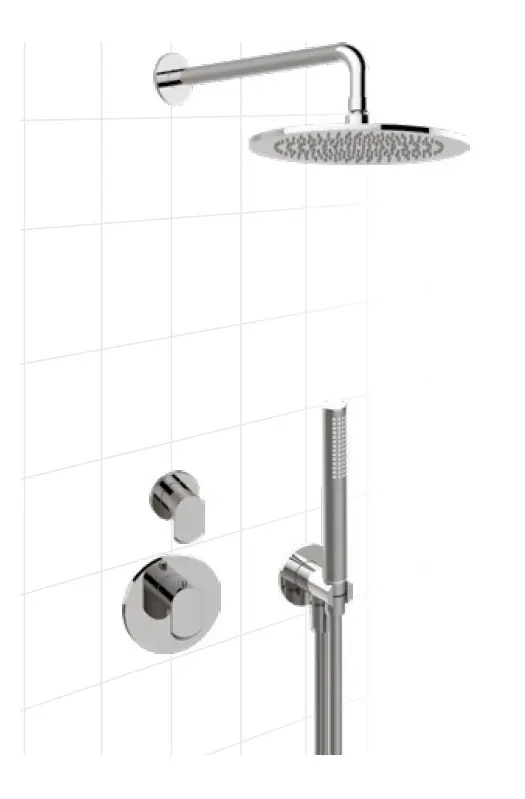 Graff Phase Zestaw natryskowy termostatyczny z zaworem 2-drożnym podtynkowy z deszczownicą Ø 252 mm z zestawem prysznicowym - element zewnętrzny Chrom PHA03