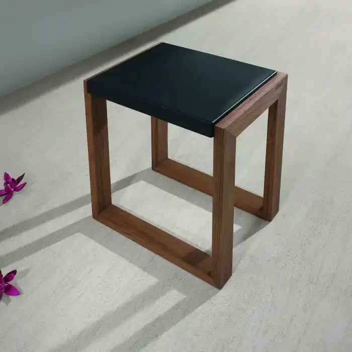 HOESCH Comfort Taboret drewno egzotyczne/PU Tek/Czarny 89218