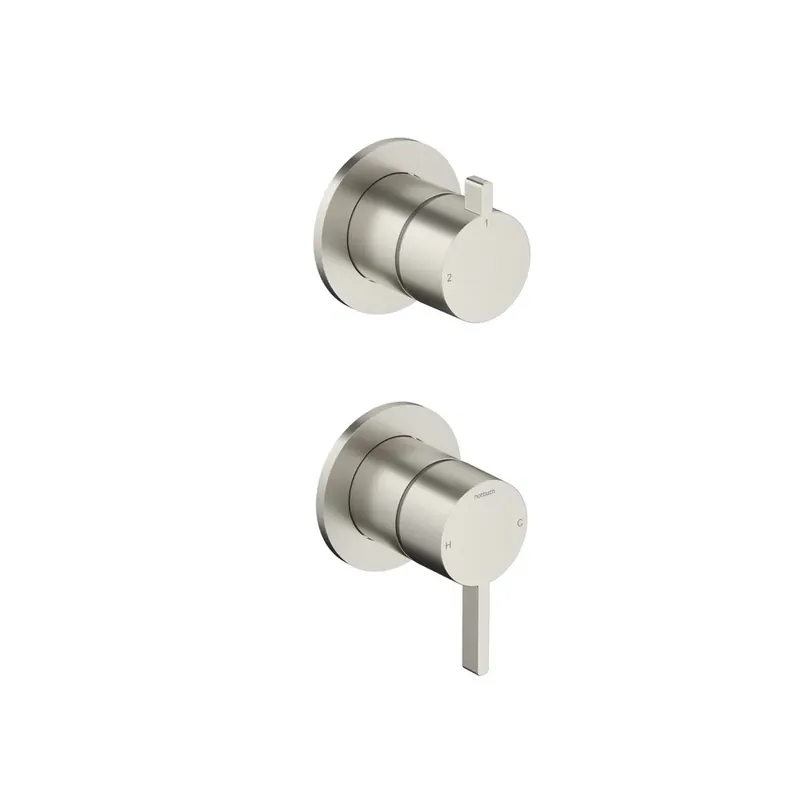 Hotbath Ace Bateria natryskowa podtynkowa 2-drożna z zaworem odcinającym - element zewnętrzny Brushed Nickel AC129.GN