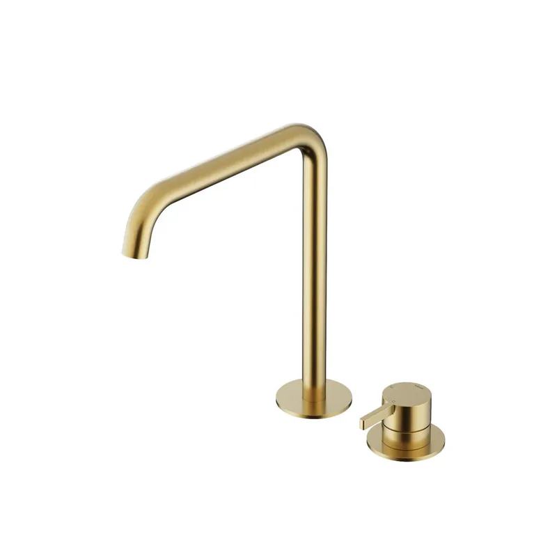Hotbath Ace Bateria umywalkowa jednouchwytowa z 2 otworami i obrotową wylewką Wysoka Brushed Brass PVD AC023H.BBP