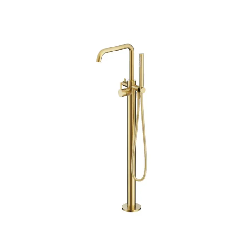 Hotbath Ace Bateria wannowa wolonostojąca ze słuchawką prysznicową i wężem prysznicowym Brushed Brass PVD AC177.BBP
